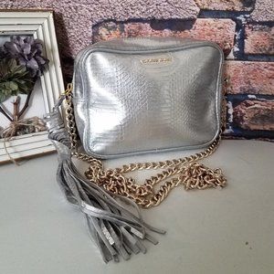 Silver Tassel Charm Gold Chain Strap Crossbody